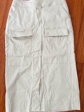 White Utility Pocket Midi Skirt